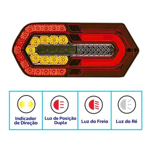 Lanterna Traseira LED Sinalsul Bivolt Direito Esquerdo Turn