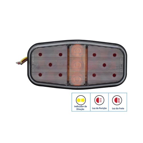 Lanterna Traseira LED Sinalsul Canoinha Reboque 12V Sem Ré