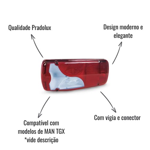 Lanterna Traseira Pradolux Esquerdo C/Conector para MAN TGX