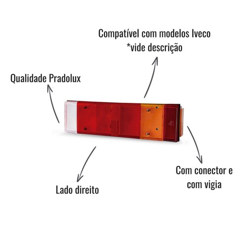Lanterna Traseira Pradolux LD C/Conector C/Vigia Iveco