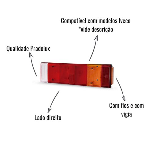 Lanterna Traseira Pradolux LD C/Fios C/Vigia Iveco