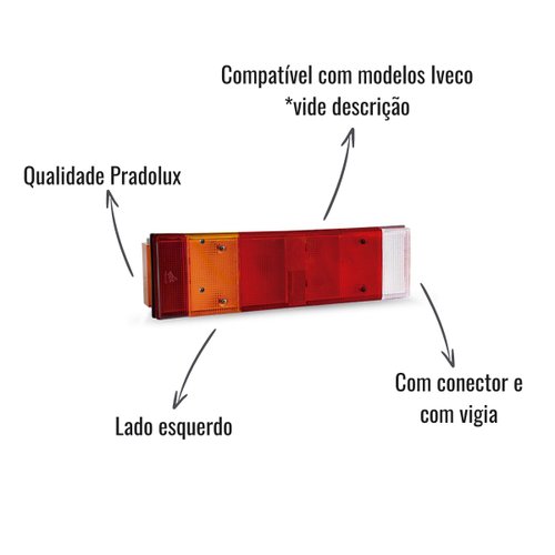 Lanterna Traseira Pradolux LE C/Conector C/Vigia Iveco