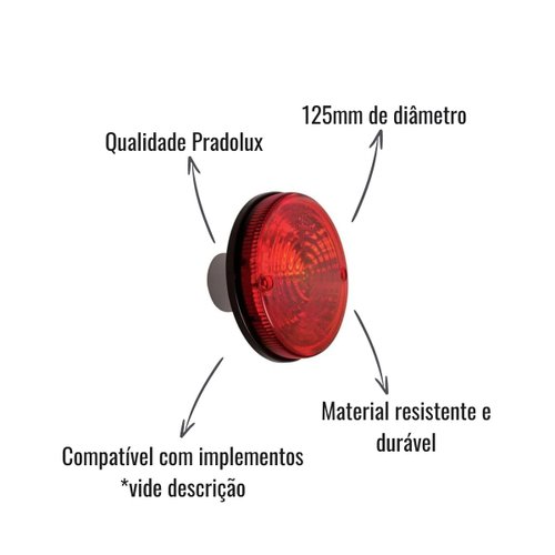 Lanterna Traseira Pradolux Vermelha Fix Frontal 125mm Randon