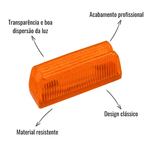 Lente Lanterna Lateral Retangular Sinalsul Amarela Furgão