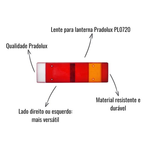 Lente para Lanterna Traseira Pradolux PL0720 Tricolor