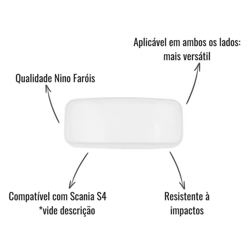 Lente Vidro Farol Auxiliar Nino L-155 LD/LE Scania Série 4