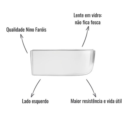 Lente Vidro Farol Nino L-85 Lado Esquerdo para MB Axor 2005-2019