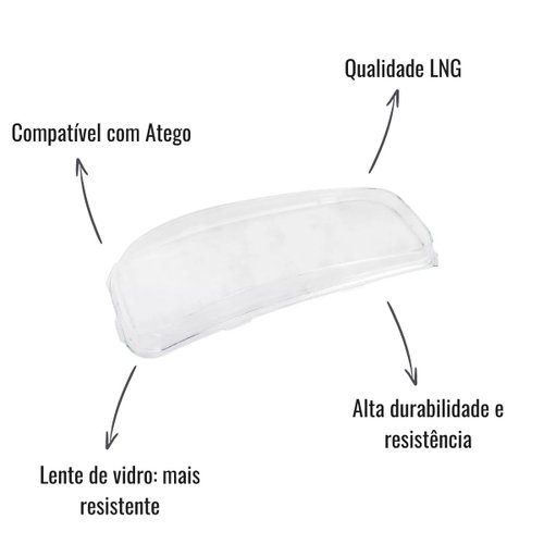 Lente Vidro para Farol LNG Lisa Lado Direito para MB Atego