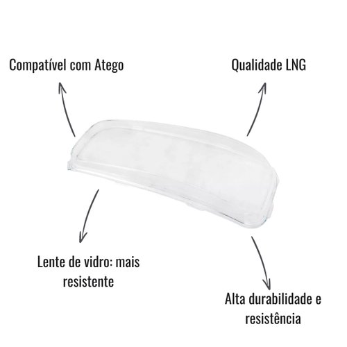 Lente Vidro para Farol LNG Lisa Lado Esquerdo para MB Atego