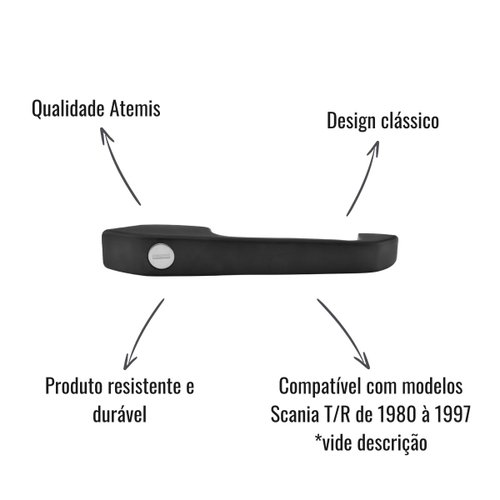 Maçaneta Externa da Porta Atemis Direito C/Chaves para Scania T/R 80-97