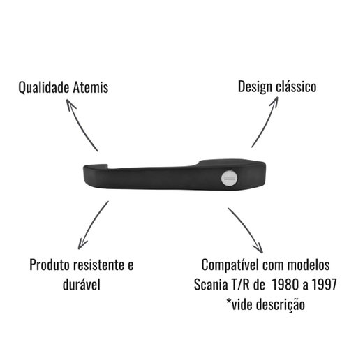 Maçaneta Externa da Porta Atemis Esquerdo C/Chaves para Scania T/R 80-97