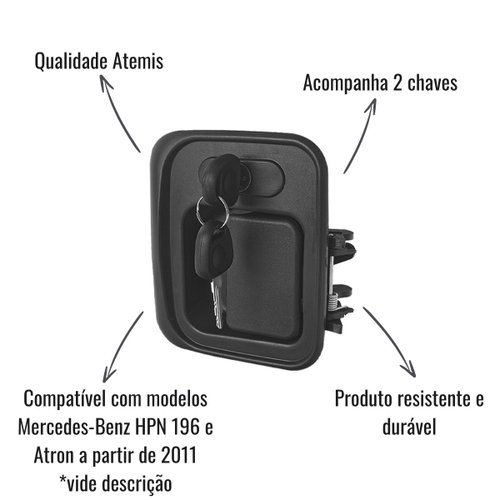 Maçaneta Externa da Porta Atemis Esquerdo para MB HPN 196/Atron a Partir 2011
