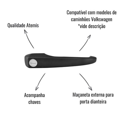 Maçaneta Externa para Porta Dianteira Atemis C/Chaves para Kombi e Caminhões VW