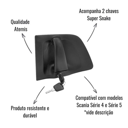Maçaneta Externa Porta Atemis Lado Direito C/Chaves para Scania Série 4 e Série 5