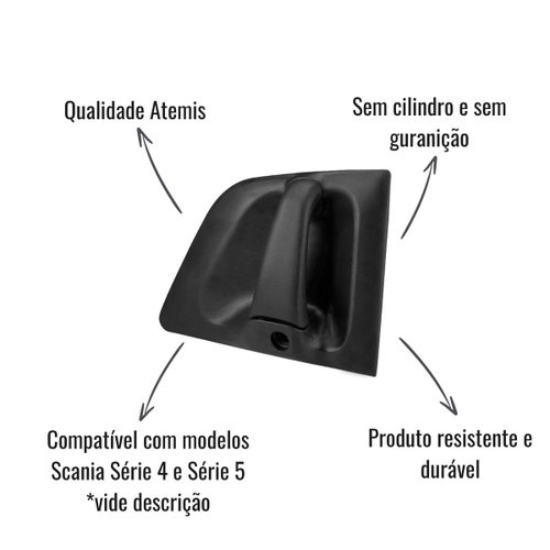 Maçaneta Externa Porta Atemis Lado Esquerdo S/Cilindro para Scania Série 4 e Série 5