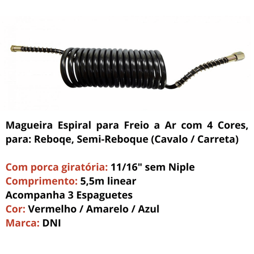 Magueira Espiral para Freio a Ar com 4 Cores - DNI 8441