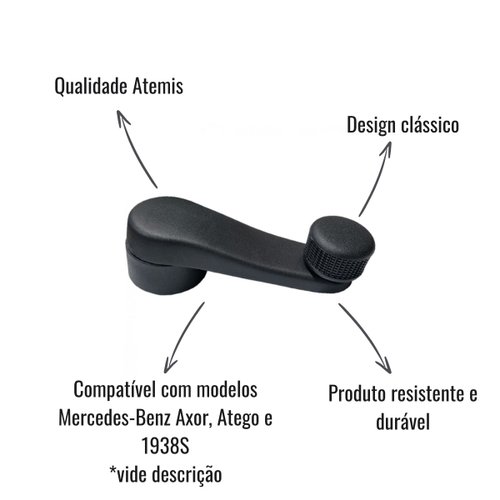 Manivela Reguladora do Vidro Atemis Preta Mercedes-Benz Atego/Axor/1938S