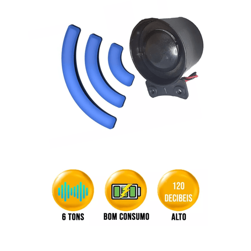 Mini Sirene Sistec Piezoelétrica 6 Tons 6V a 12V Universal