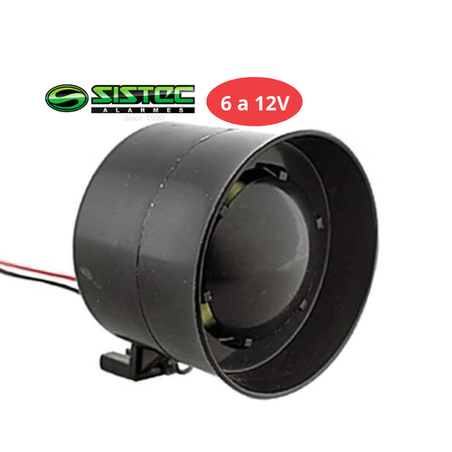Mini Sirene Sistec Piezoelétrica 6 Tons 6V a 12V Universal