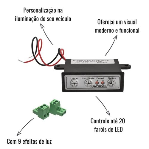 Módulo Controle Estrobo Farol LED Autopoli 12/24V 9 Efeitos