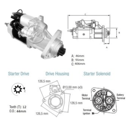 Motor De partida N.Holland Mercedes B. ZM 6,0Kw 38MT CW 24v