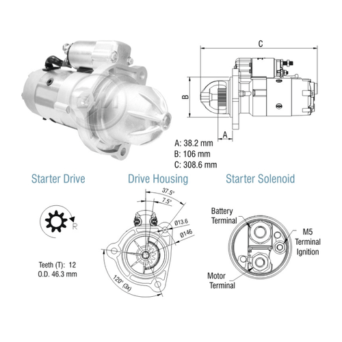 Motor De Partida Volkswagen Massey ZM 4.0Kw M100R CW 12v