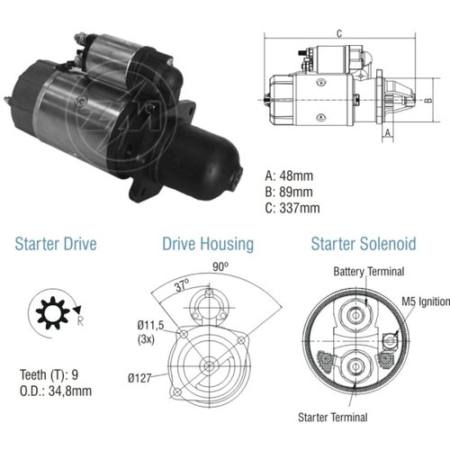 Motor de Partida ZM 80.102.01 12V (CW) 3,0kW JF