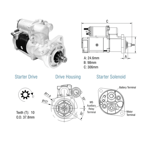 Motor Partida Agrale Iveco VW Volvo MWM ZM 4,0kw 29MT CW 24v