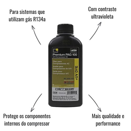 Óleo Compressor R134a PAG 100 ERRECOM C/Contraste UV 237ml