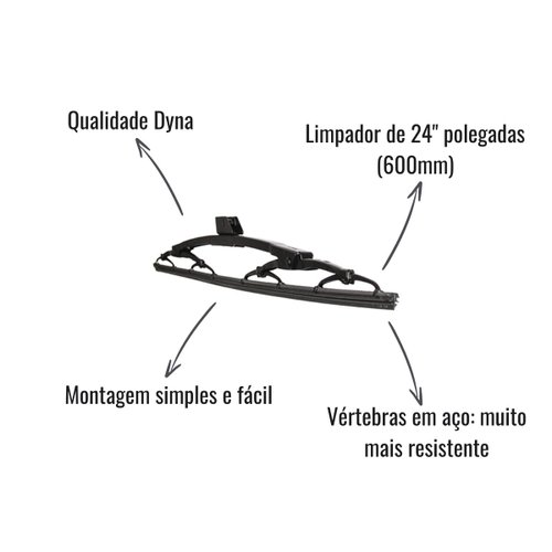 Palheta Limpadora de Para-Brisa Dyna DY-100 24" 600mm