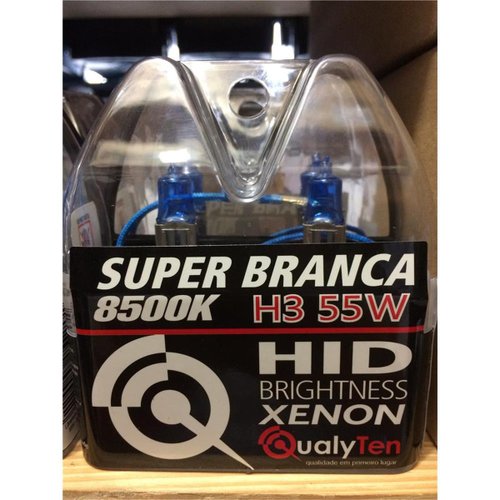 Par de Lâmpadas Qualyten Efeito Xenon H3 55W 12V 8500K Super Branca