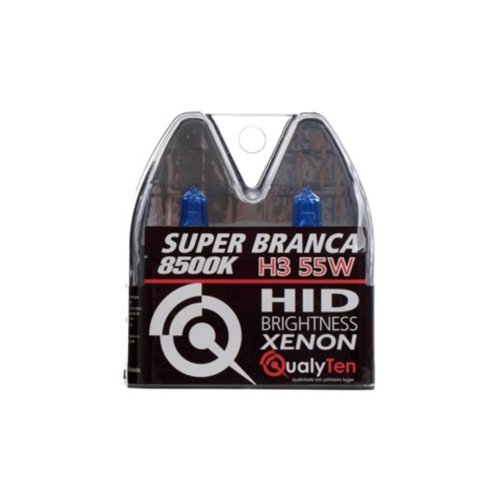 Par de Lâmpadas Qualyten Efeito Xenon H3 55W 12V 8500K Super Branca