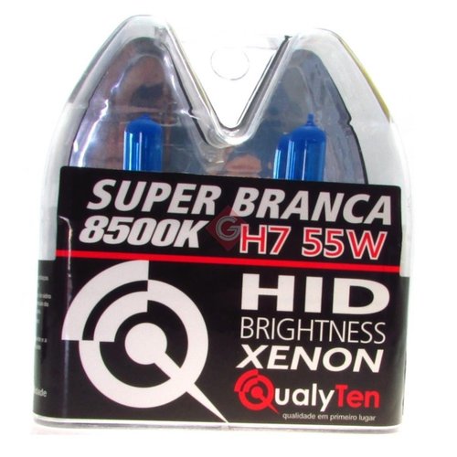 Par de Lâmpadas Qualyten Efeito Xenon H7 55W 12V 8500K Super Branca
