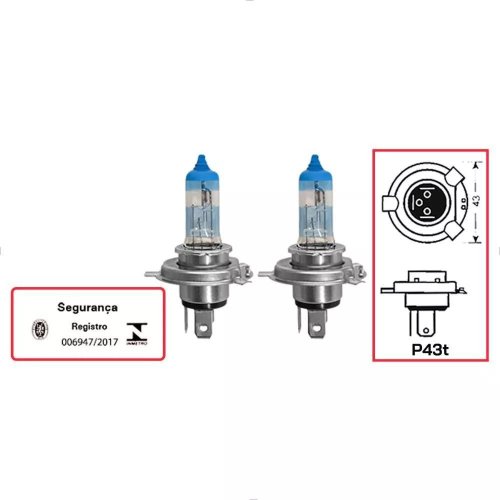 Par de Lâmpadas Halógenas Hella White Light H4 12V 60/55W