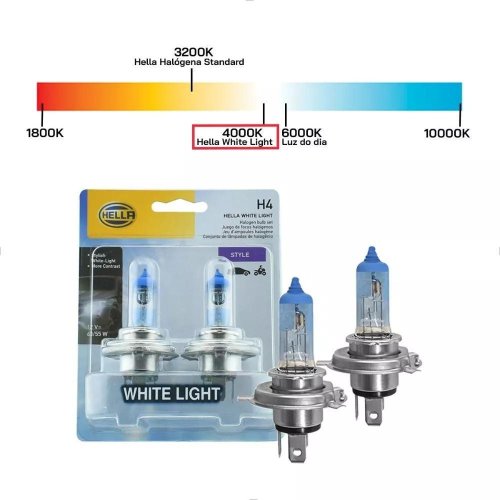 Par de Lâmpadas Halógenas Hella White Light H4 12V 60/55W