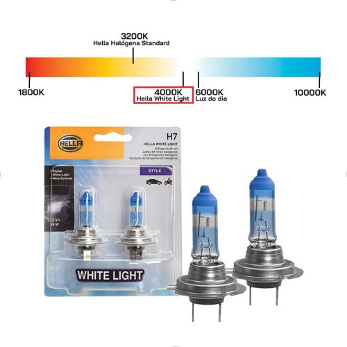 Par de Lâmpadas Halógena Hella H7 White Light 12V 55W