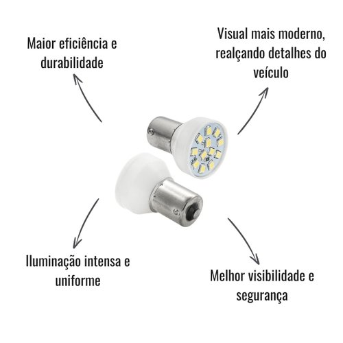 Par Lâmpada LED Autopoli Branco 12V 3,5W BA15S-21 (1141)