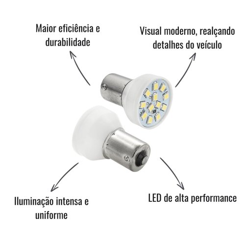 Par Lâmpada LED Autopoli Branco 12V 3,5W BAU15S 1 Polo Y