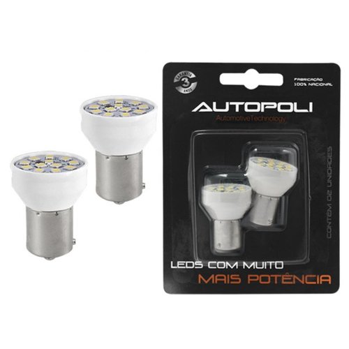 Par Lâmpada LED Autopoli Branco 12V 3,5W BAU15S 1 Polo Y