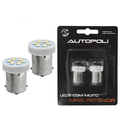 Par Lâmpada LED Autopoli Branco 24V 1,8W BA15S (67)