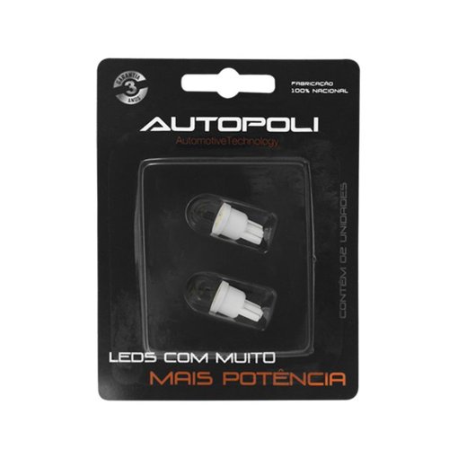 Par Lâmpada LED Autopoli Branco 24V 1,8W W2,1X9,5D Pingão