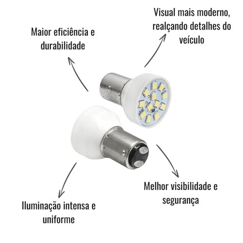 Par Lâmpada LED Autopoli Branco 24V BAY15D (1034)