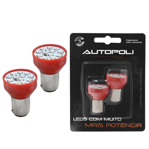 Par Lâmpada LED Autopoli Vermelho 12V BAY15D (1034)