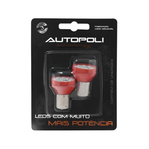 Par Lâmpada LED Autopoli Vermelho 24V 3,5W BA15S-21 (1141)