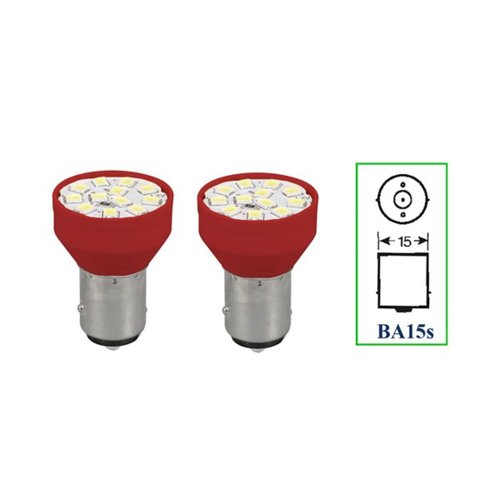 Par Lâmpada LED Autopoli Vermelho 24V 3,5W BA15S-21 (1141)