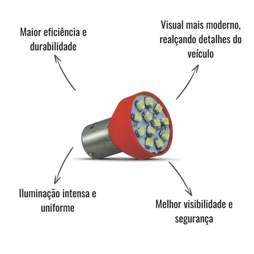 Par Lâmpada LED Autopoli Vermelho 24V 3,5W BA15S-21 (1141)