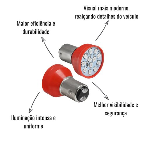 Par Lâmpada LED Autopoli Vermelho 24V BAY15D (1034)