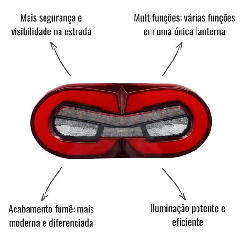 Par Lanterna Traseira LED Braslux 12/24V Multifunção Gemini