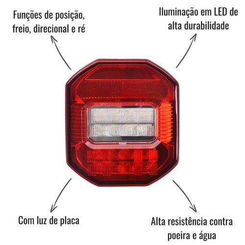 Par Lanterna Traseira LED Braslux MF II 12/24V Cargo