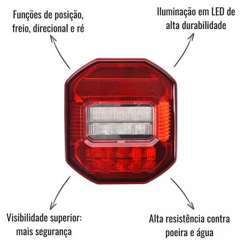 Par Lanterna Traseira LED Braslux MF II Sem Vigia 12/24V Cargo
